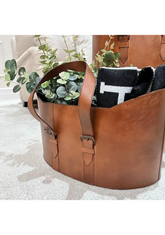 Fire Log Leather Basket, Leather Basket for Woods, Logs Storage Basket, Wood Storage Basket (It's not a pair of set, it's a single piece)